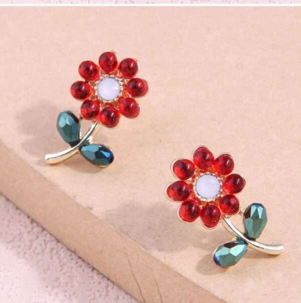 aretes sweet crystal flores rojas - Imagen 2