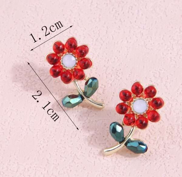 aretes sweet crystal flores rojas - Imagen 4