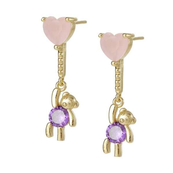 aretes ositos soft pink purpple