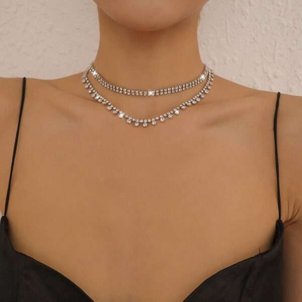 cadena double layer rhinestone white - Imagen 5