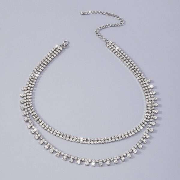cadena double layer rhinestone white