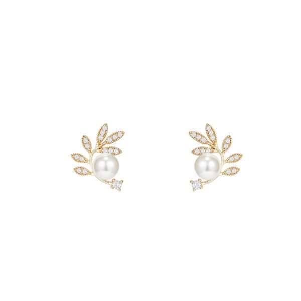 aretes hojitas perla small - Imagen 5