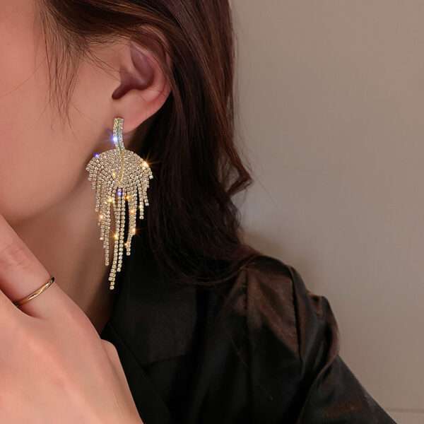 aretes glass diamond golden - Imagen 2