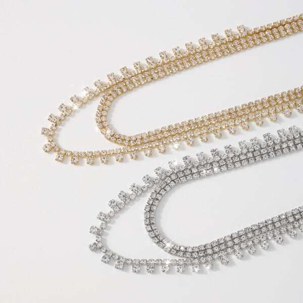 cadena double layer rhinestone white - Imagen 4