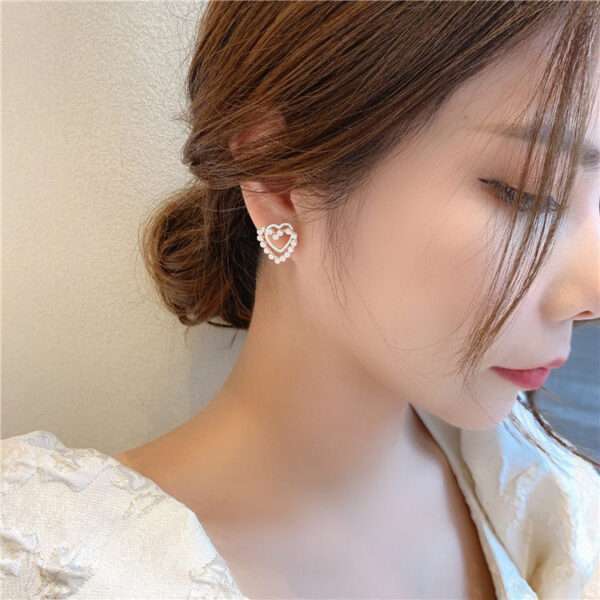 aretes corazon perla multilayer - Imagen 5
