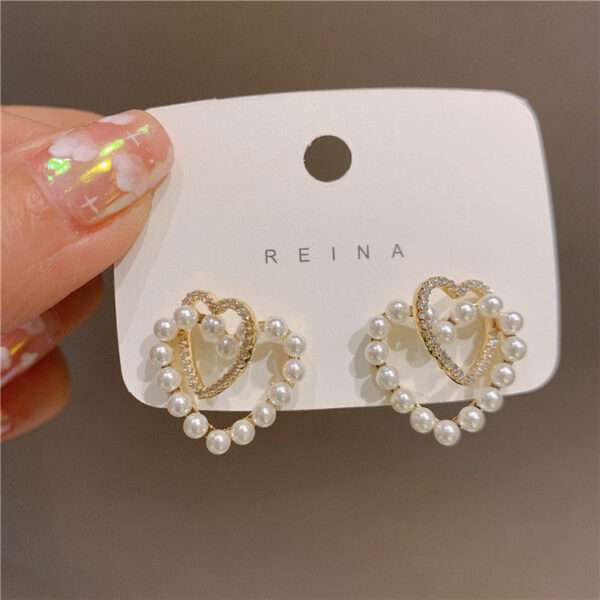 aretes corazon perla multilayer - Imagen 4