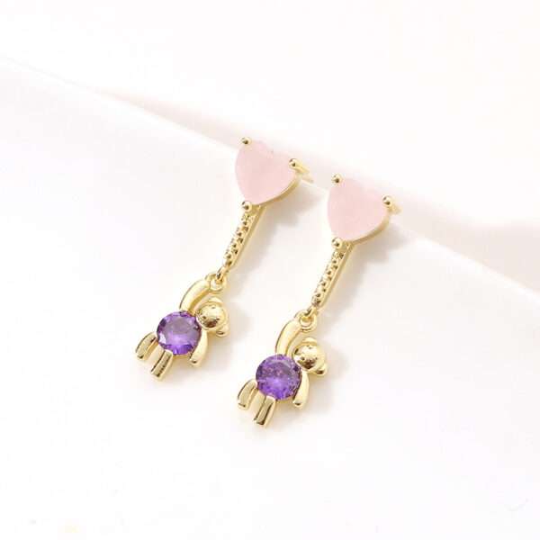 aretes ositos soft pink purpple - Imagen 3