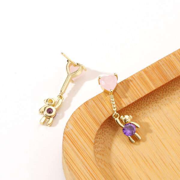 aretes ositos soft pink purpple - Imagen 2