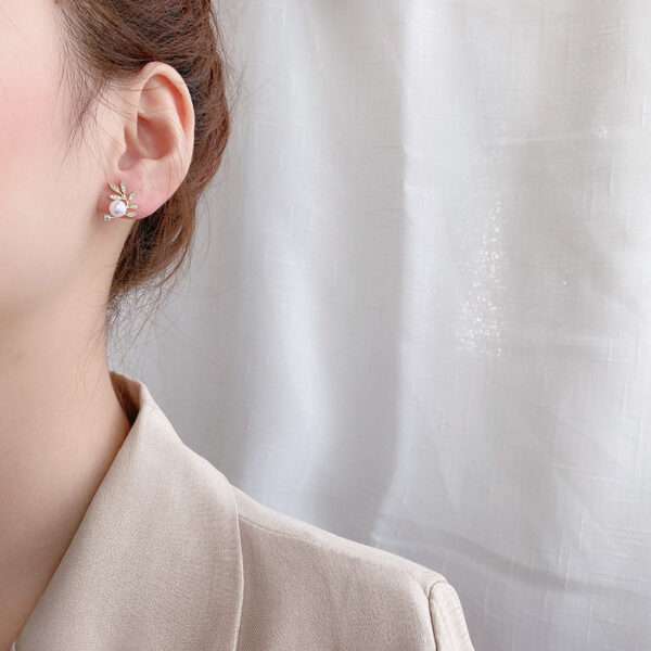 aretes hojitas perla small - Imagen 3