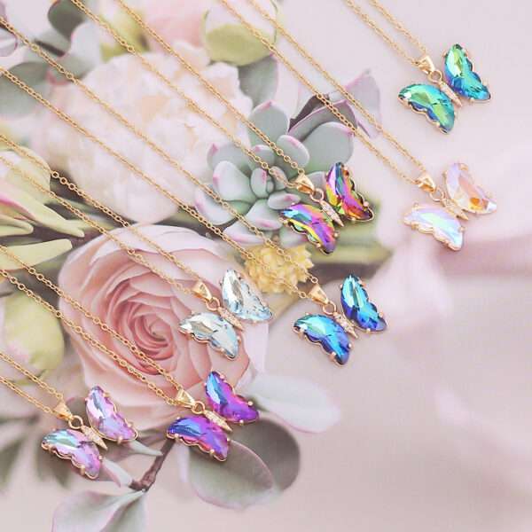 cadena mariposa sparkling purpple #6 colorful - Imagen 4