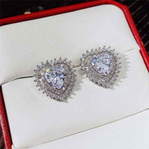 aretes corazones zircon silver