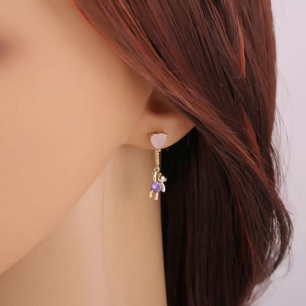 aretes ositos soft pink purpple - Imagen 4