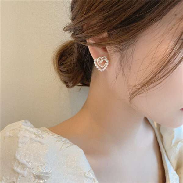 aretes corazon perla multilayer - Imagen 3