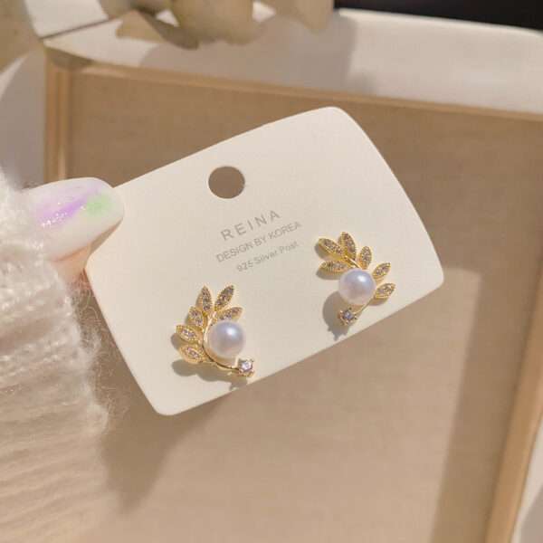 aretes hojitas perla small - Imagen 4