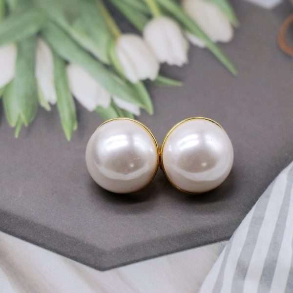aretes broche de clip perlas redondos