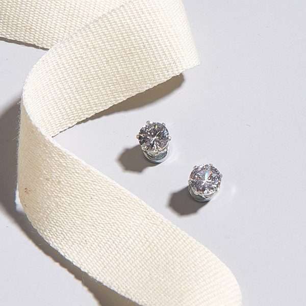 aretes de iman zircon blanco - Imagen 3
