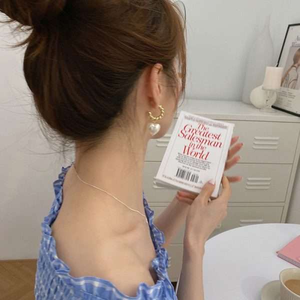 aretes argollas perla white heart - Imagen 3