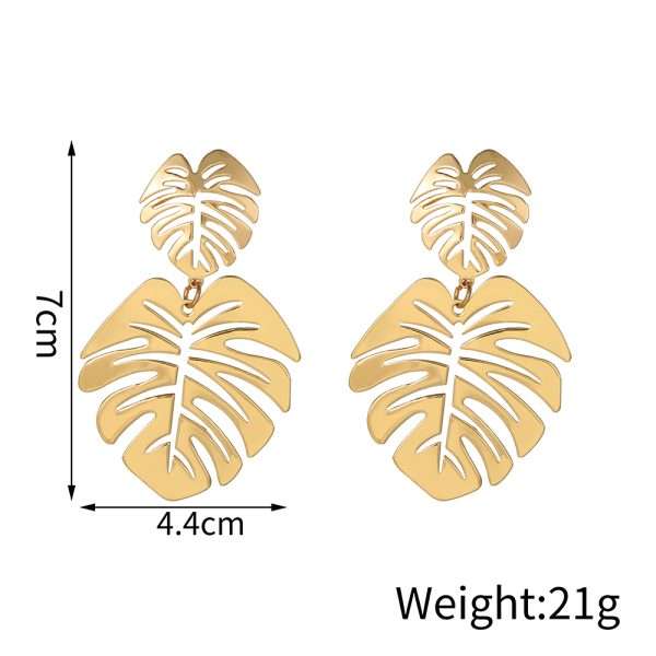 aretes leaf hoja gold - Imagen 4