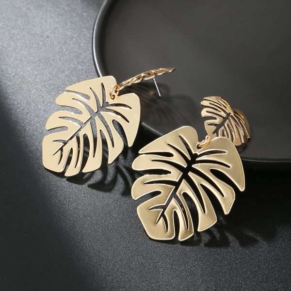 aretes leaf hoja gold - Imagen 3