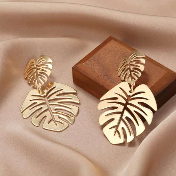 aretes leaf hoja gold - Imagen 2