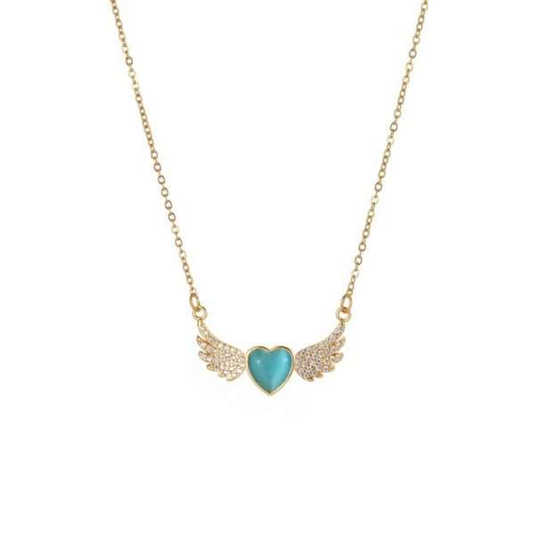 cadena alitas corazon turquesa