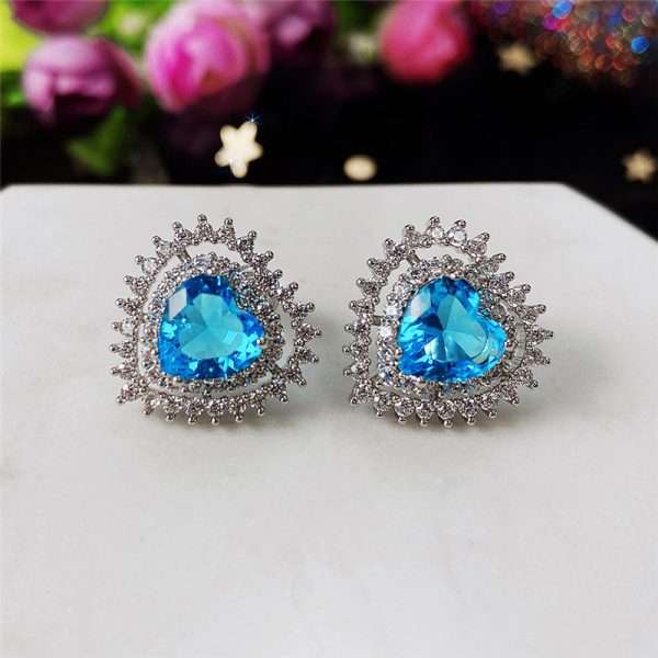 aretes corazones zircon turquesa