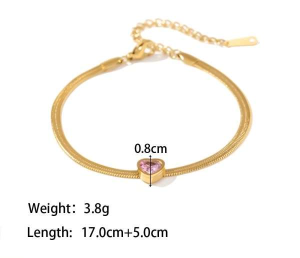 pulsera  retro heart shape corazon lila - Imagen 3