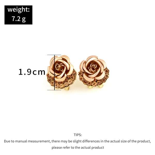 aretes clip flores champagne rose gold - Imagen 8