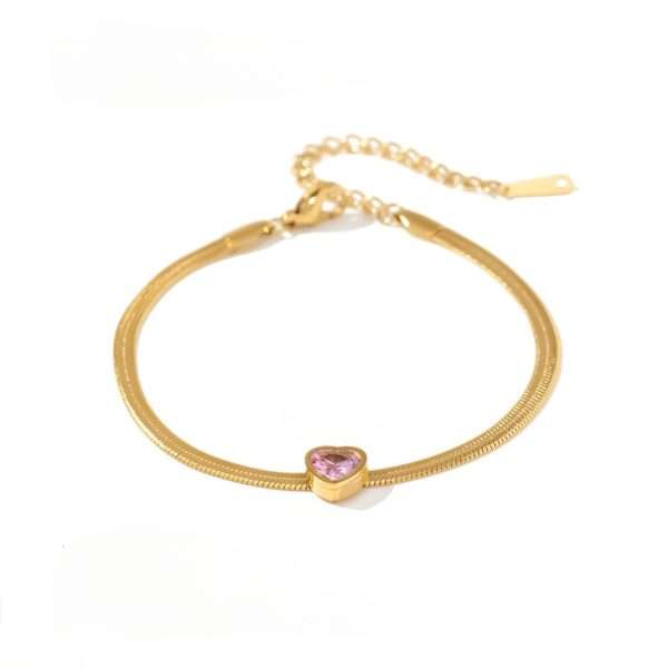 pulsera  retro heart shape corazon lila