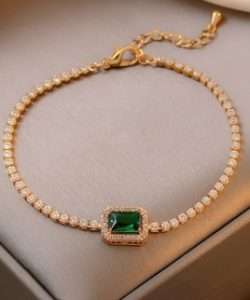 pulsera  esmeralda cuadrada