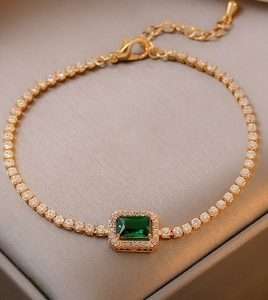pulsera  esmeralda cuadrada