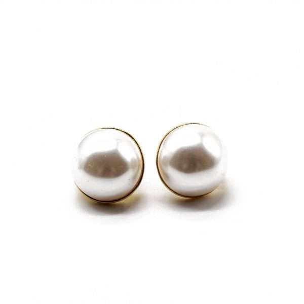 aretes broche de clip perlas redondos - Imagen 3