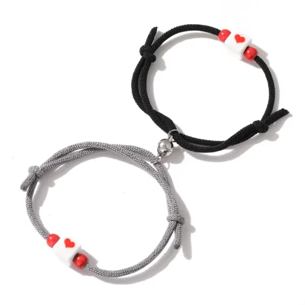 pulseras de parejas corazon gris con negro (2)