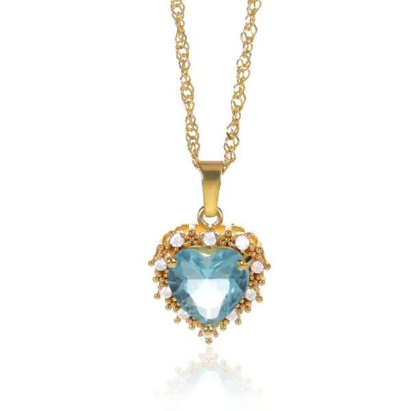 cadena corazones love crystal aqua