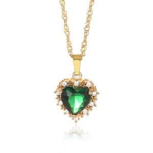 cadena corazones love crystal verde