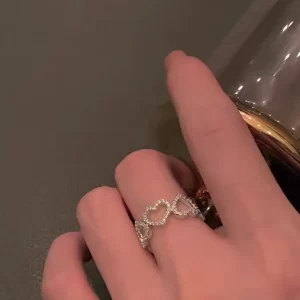 anillo corazones trenzados silver