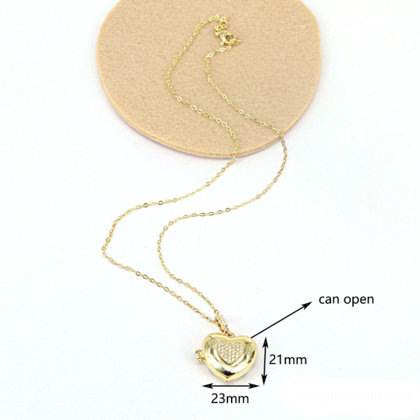 Cadena relicario corazon zircon - Imagen 2