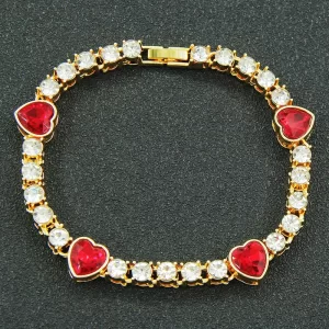 Pulsera red heart shape golden