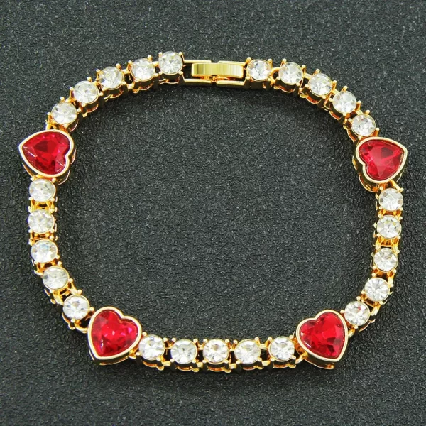 Pulsera red heart shape golden