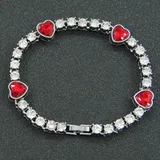 Pulsera red heart shape silver