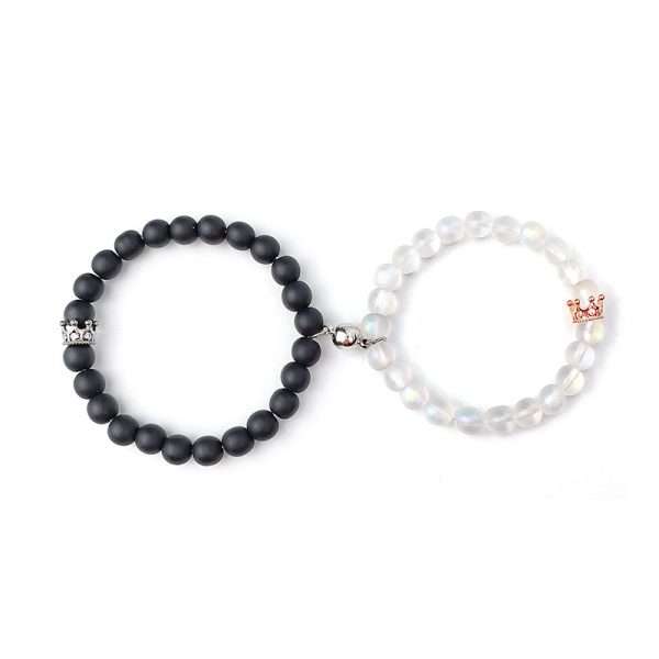 Pulsera de parejas queen king blanco negro