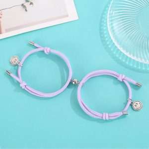 Pulsera de parejas  happy face lila