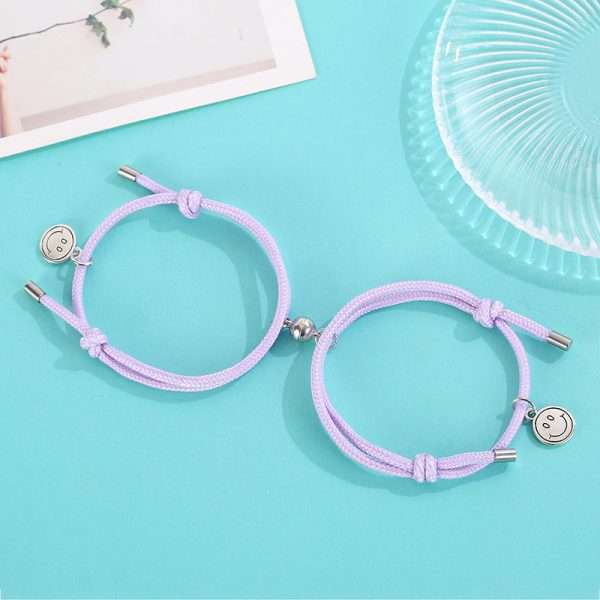 Pulsera de parejas  happy face lila