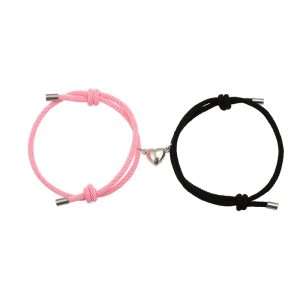 Pulsera de parejas rosado con negro