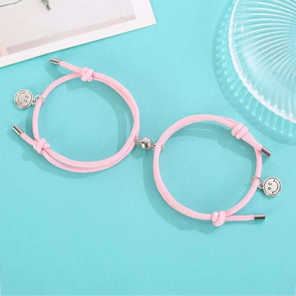 Pulsera de parejas happy face rosada