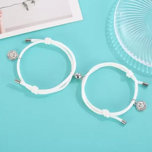 Pulsera de parejas  happy face blanca