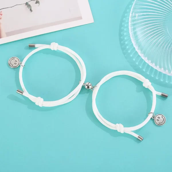 Pulsera de parejas  happy face blanca