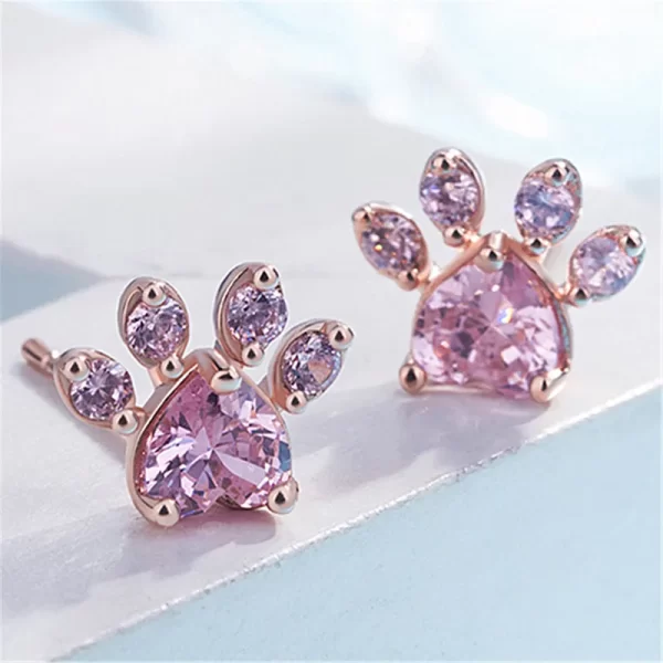 aretes love paws zircon rosa - Imagen 2