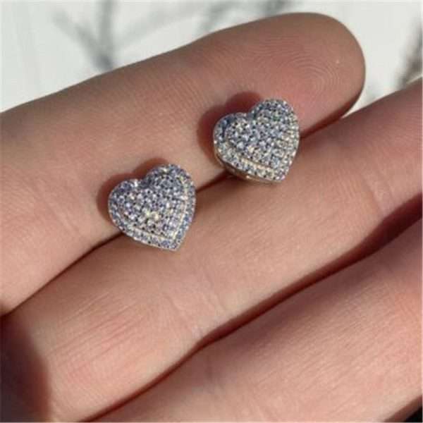 aretes corazon heart shapped zircon silver - Imagen 2