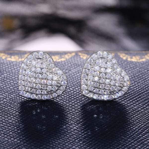 aretes corazon heart shapped zircon silver
